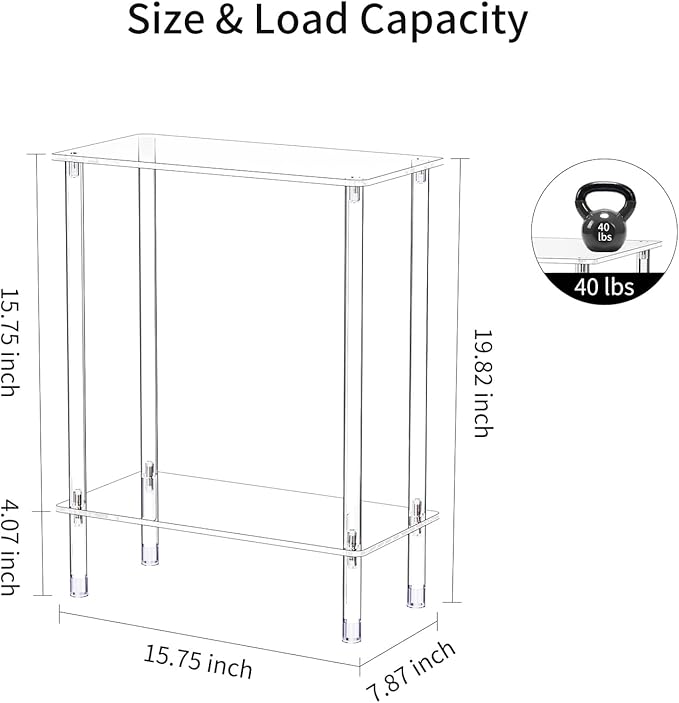 Clear Acrylic Narrow Side Table - Image 3