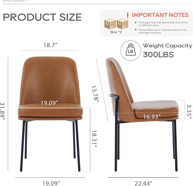 COLAMY Modern Dining Chairs Set of 4, Faux Leather Upholstered Dining Room - Image 2