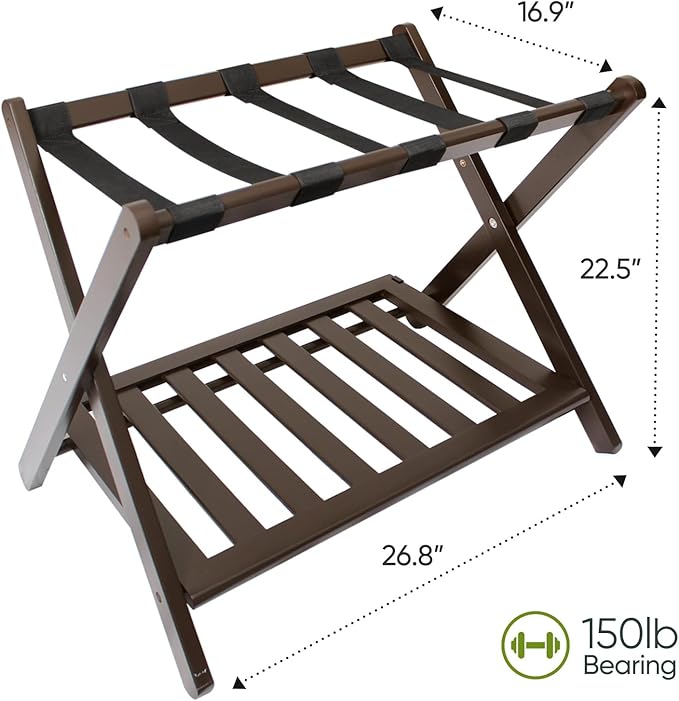 Fully Assembled Bamboo Luggage Rack, Folding Suitcase Stand - Image 6
