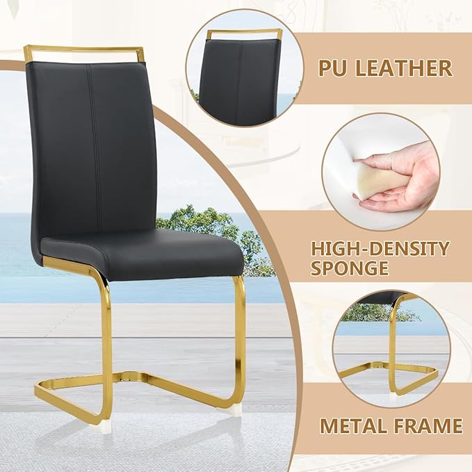 Dining Chairs Set of 2, Faux Leather Dining Chairs - Image 5