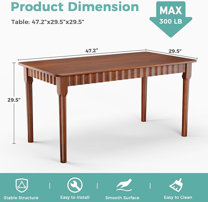 59 Inch Solid Wood Dining Table - Image 2