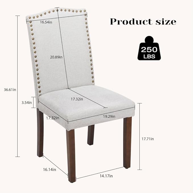 Kitchen Chairs Set of 6 Modern Upholstered Fabric Seat - Image 3