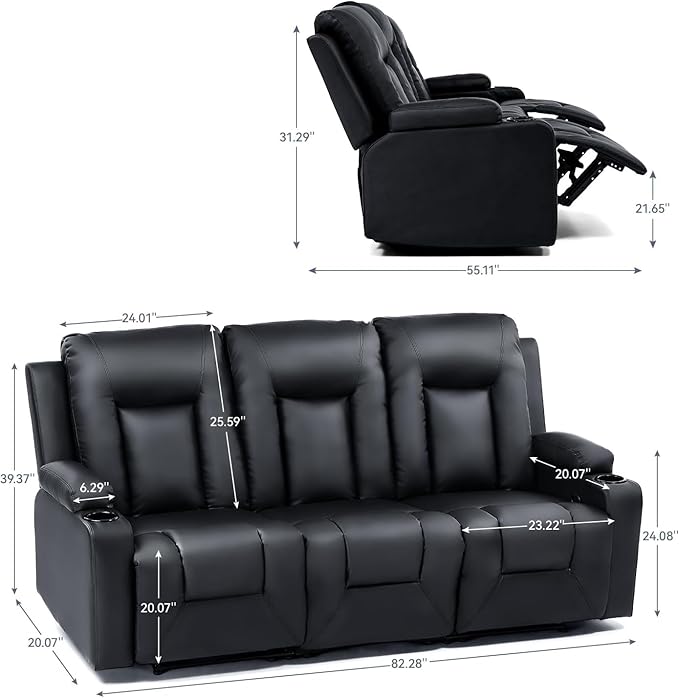 LUCKLIFE Leather Recliner Sofa Set - Image 8