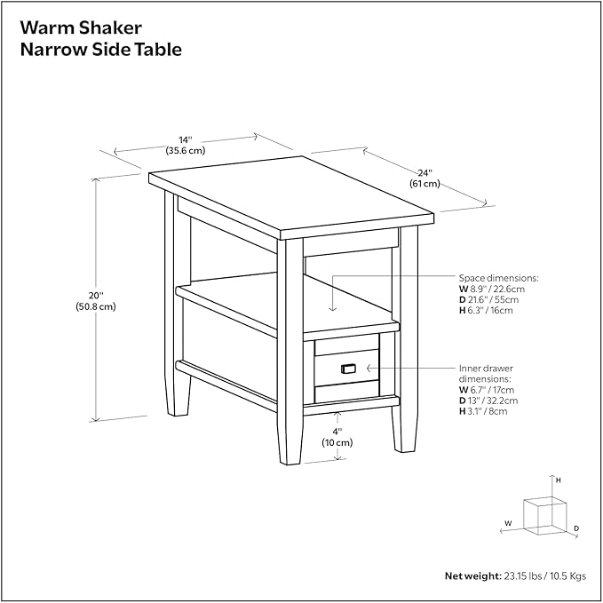 SIMPLIHOME Warm Shaker SOLID WOOD 14 Inch Wide Rectangle Transitional Narrow - Image 3