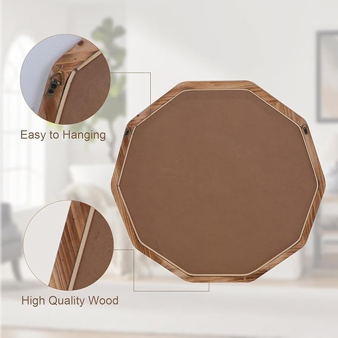 ULIKE White Wood Mirror for Wall, 24 Inch Rustic Farmhouse Mirror - Image 6