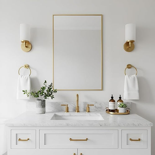 20x36 Inch Brass Bathroom Mirror - Image 2