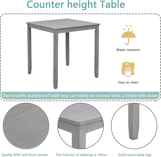 KEIKI 5-Piece Counter Height Dining Table Set - Image 5