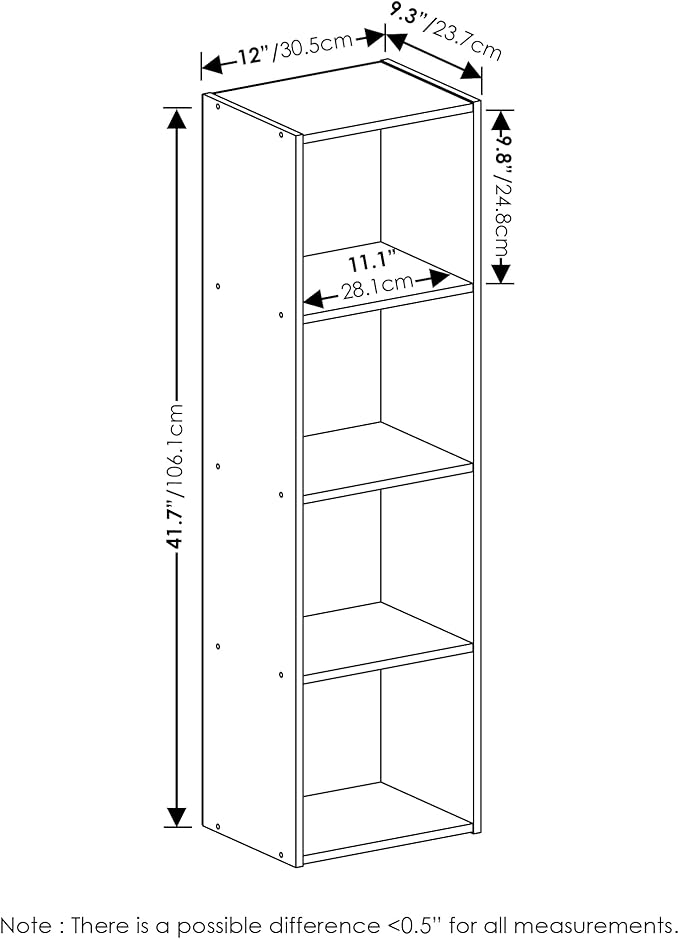 Furinno Luder Bookcase / Book / Storage, 4-Tier Cube, French Oak - Image 3