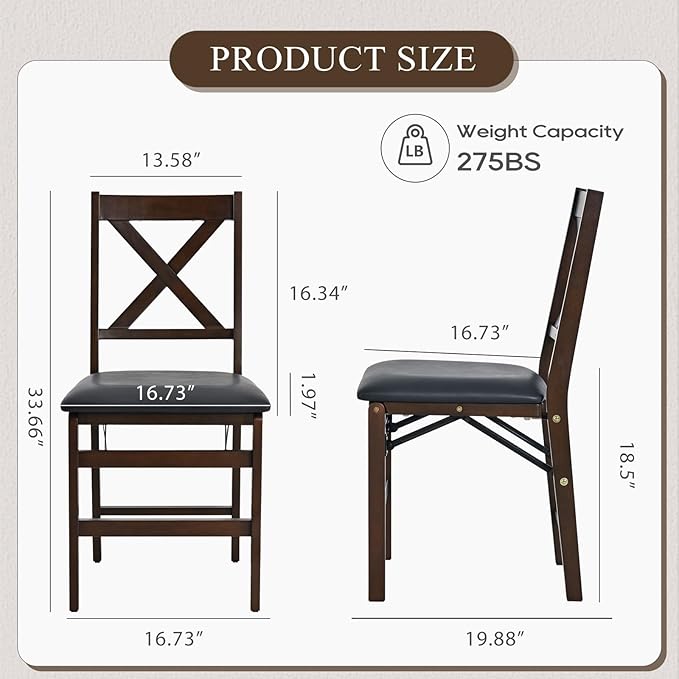 COLAMY Folding Dining Chairs Set of 4, Foldable Chairs - Image 3