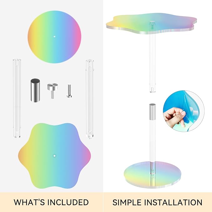 Rainbow Clear Side Table Small Acrylic End Tables 13.8 * 11.6 H: 21.3 Inch - Image 4