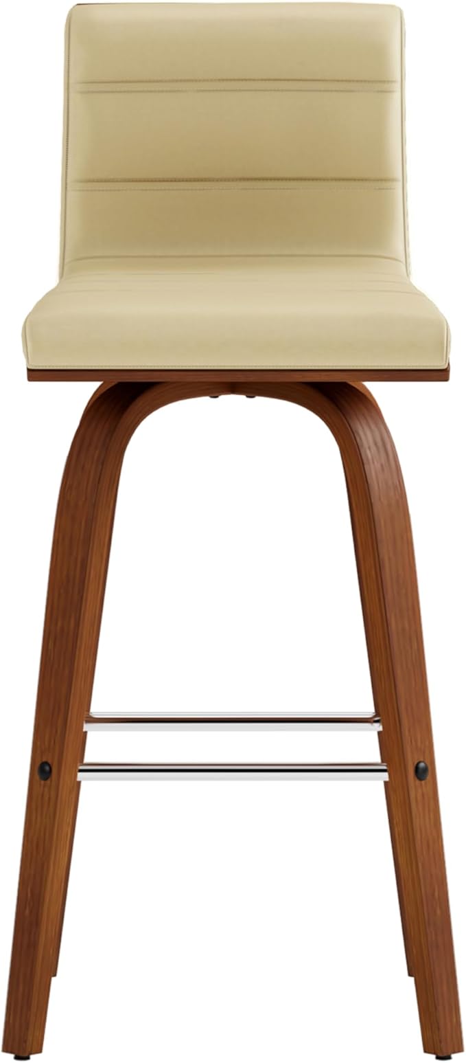 Armen Living Vienna 26" Swivel Counter Stool in Walnut Wood Finish - Image 4
