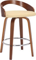 Armen Living Sonia 26" Counter Height Swivel Cream Faux Leather and Walnut Wood by ArmenLiving
