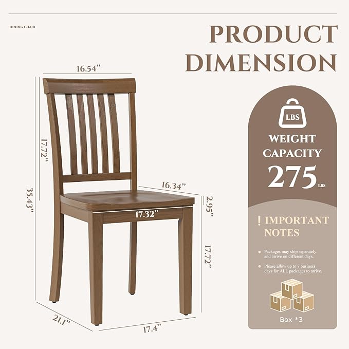 COLAMY Wooden Dining Chairs Set of 6, Solid Rubberwood Kitchen & Dining Room - Image 3