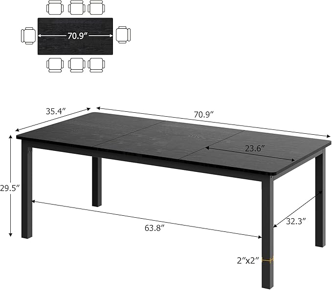 GarveeHome 70.8in Industrial Dining Table - Image 2