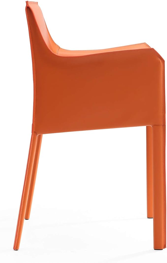 Manhattan Comfort Paris Modern Saddle Leather Dining Chairs, Metal Frame - Image 6