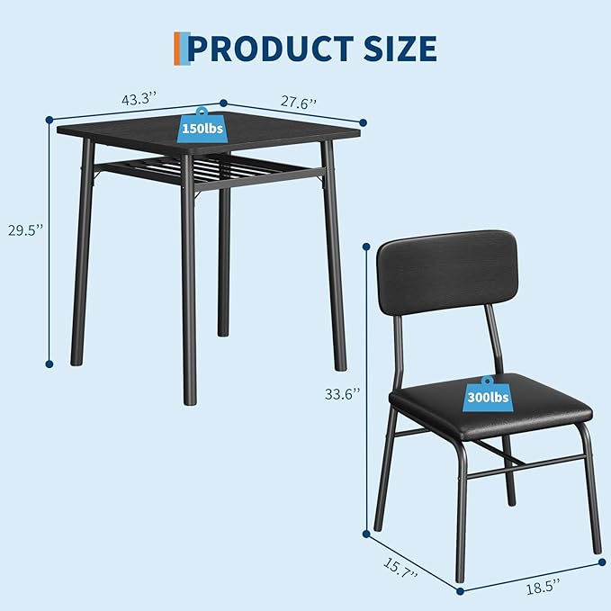 IDEALHOUSE 3-Piece Dining Table Set - Image 3