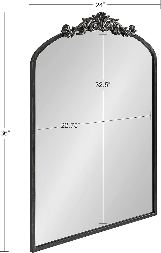 Kate and Laurel Arendahl Traditional Arch Mirror, 24 x 36, Antique Black - Image 8