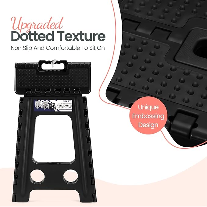 Delxo Folding Step Stool 17.5 Inch Non-Slip Foldable Stools Up to 300 LBS - Image 6