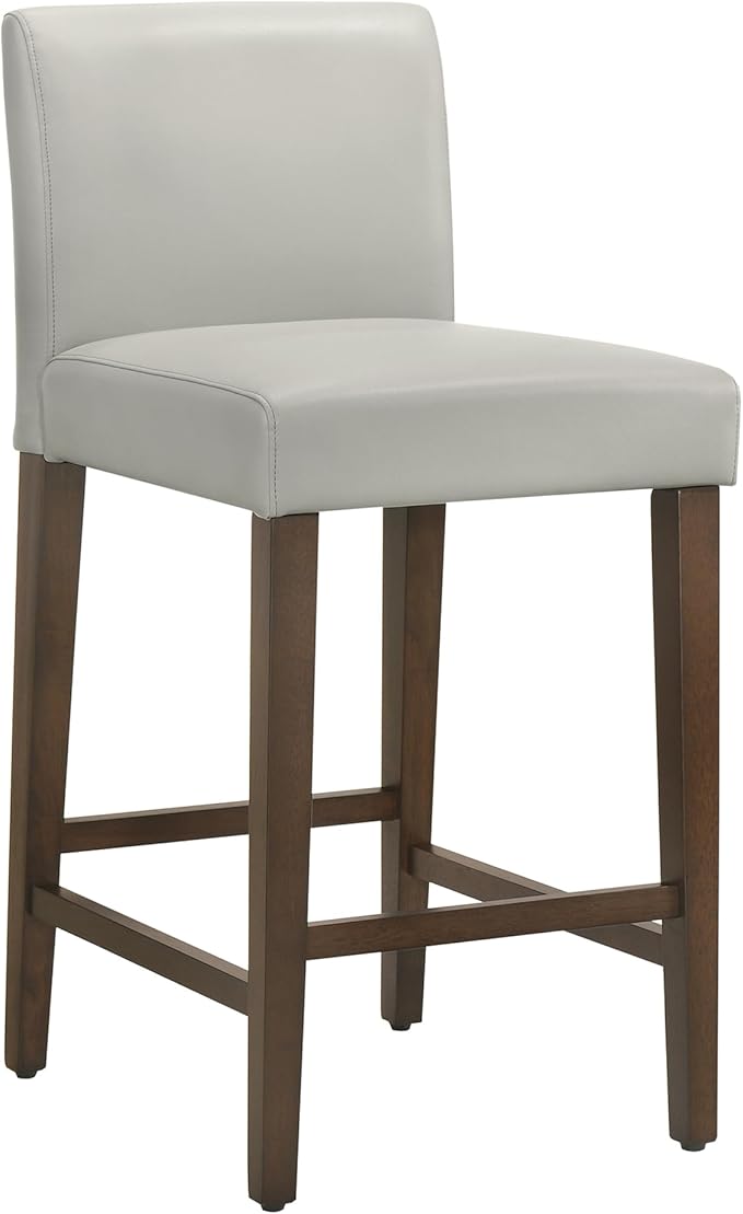 CHITA Counter Height Bar Stools Set of 2, PU Leather in Creamy Grey - Image 4