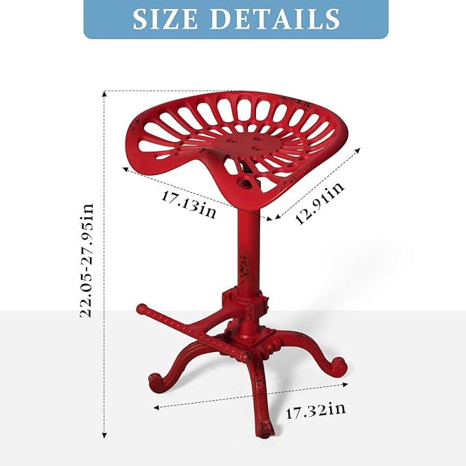 LOKKHAN Rustic Industrial Bar Stool - Image 3