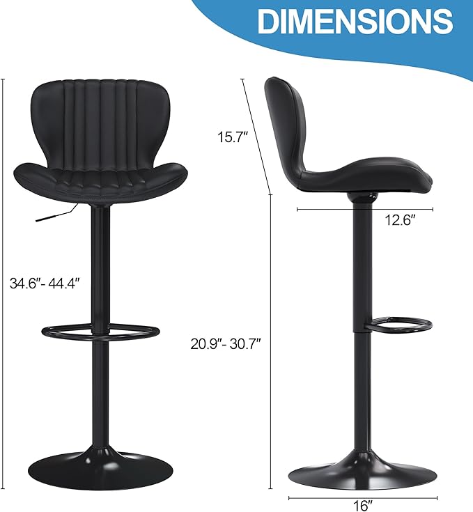 Shintenchi Bar Stools Set of 4 Modern Swivel Bar Chairs, Counter Height Faux - Image 4