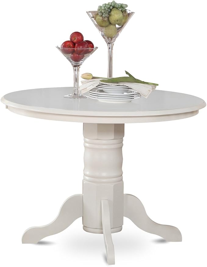 East West Furniture SHEN3-LWH-06 3 Piece Dining Set Contains a Round Kitchen - Image 3