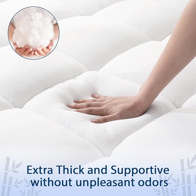 ELEMUSE Twin XL Cooling Bamboo Viscose Mattress Topper - Image 3