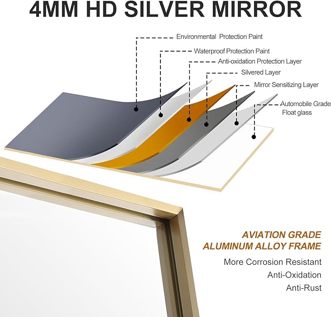 24x36 Inch Gold Bathroom Mirror - Image 6