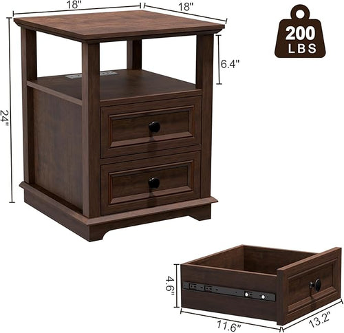 24" Tall End Table with Charging Station, Double 18W Fast Charge End Table - Image 2