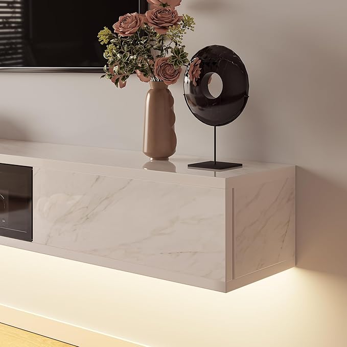 High Gloss Floating TV Stand, Under TV Floating Shelf, Floating TV Cabinet - Image 6