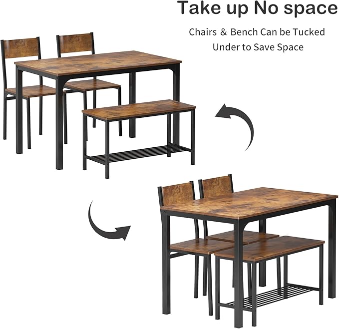 soges 4 Pieces Dining Table Set, 43.3 inch Kitchen Table Set - Image 6