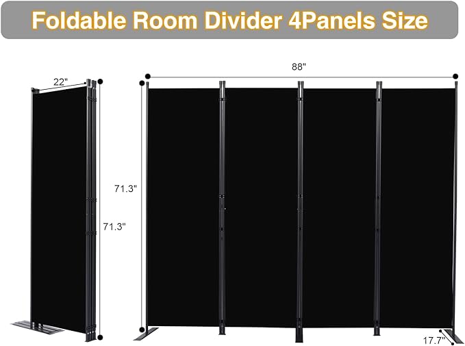 Room Divider, 4 Panel Folding Privacy Screens - Image 2