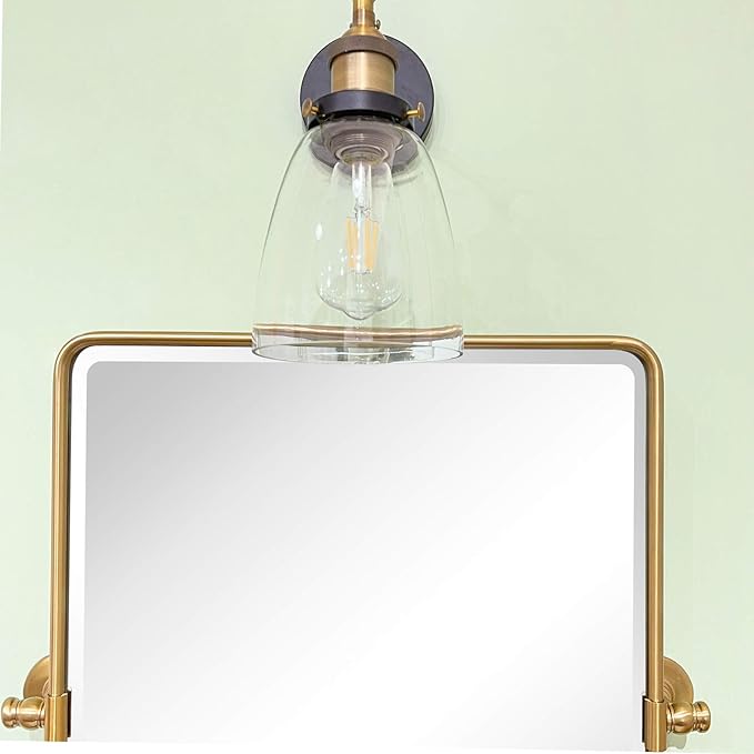 TEHOME 20 x 24 inch Farmhouse Gold Metal Framed Pivot Rectangle Bathroom Mirror - Image 5