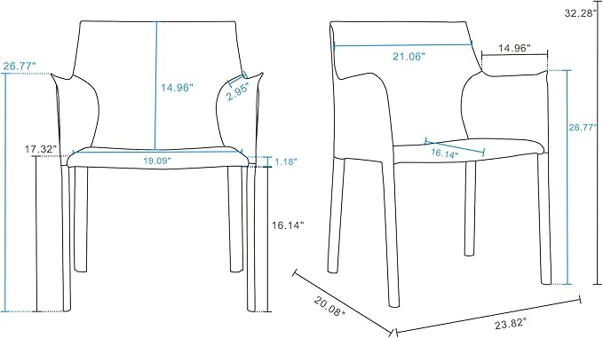 Manhattan Comfort Paris 8-Piece Leather Dining Chair and Armchair Set, - Image 3