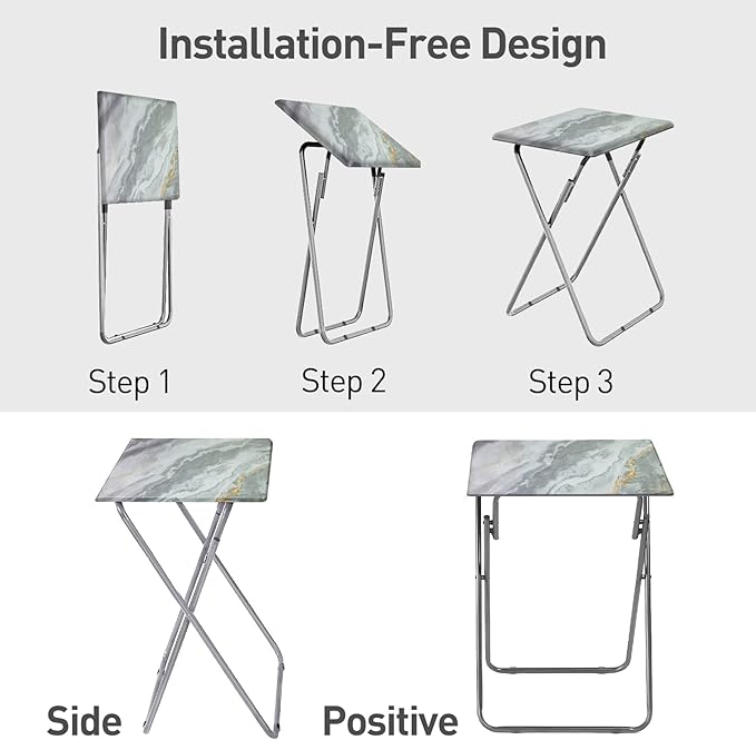 Folding TV Tray Table Set of 2, Dinner Snack Trays Table - Image 3