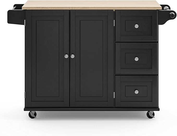 Homestyles Dolly Madison Black Mobile Kitchen Island Cart - Image 8