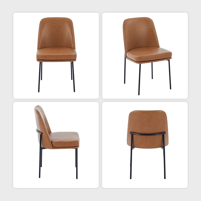 COLAMY Modern Dining Chairs Set of 4, Faux Leather Upholstered Kitchen Chairs - Image 4