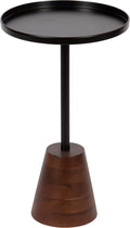 Kate and Laurel Tira Round Side Table, Walnut Brown Wood and Black, Decorative by KateandLaurel