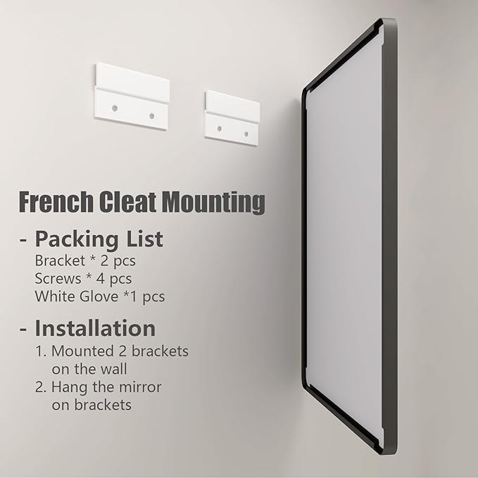 24x36 Inch Black Framed Mirror for Wall, Matte Black Bathroom Rectangle Mirror - Image 4