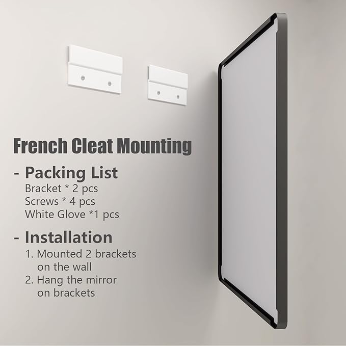CHAMROR 55x36 Inch Black Metal Framed Bathrrom Mirror - Image 4
