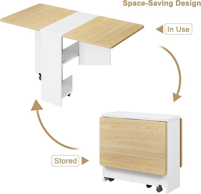 GarveeHome Folding Dining Table, Space Saving Farmhouse Dining Table - Image 8