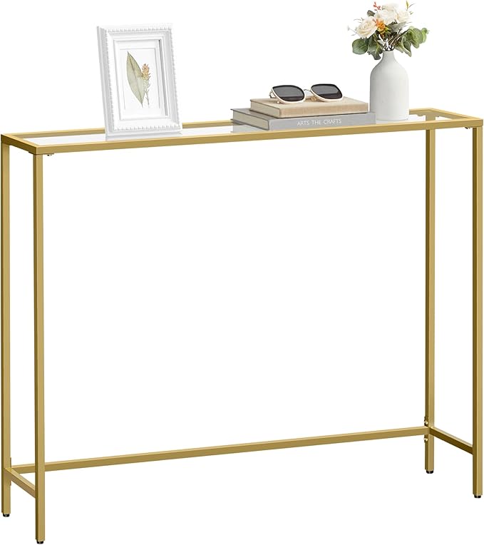 VASAGLE Entryway Table, Console Table, Tempered Glass Tabletop, Modern Sofa by VASAGLEbySONGMICSHOME