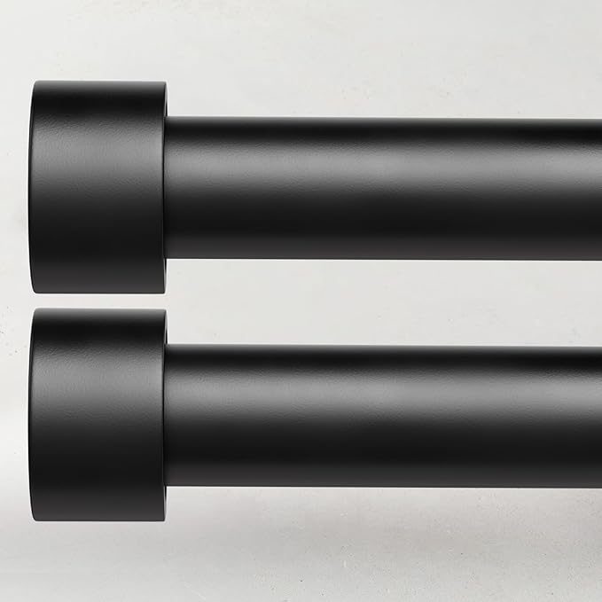 2 Pack Curtain Rods for Windows 72 to 144 Inch, 1 Inch Black Adjustable Heavy by TimeForest