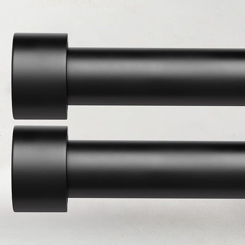 2 Pack Curtain Rods for Windows 48 to 84 Inch, 1 Inch Black Adjustable Heavy by TimeForest