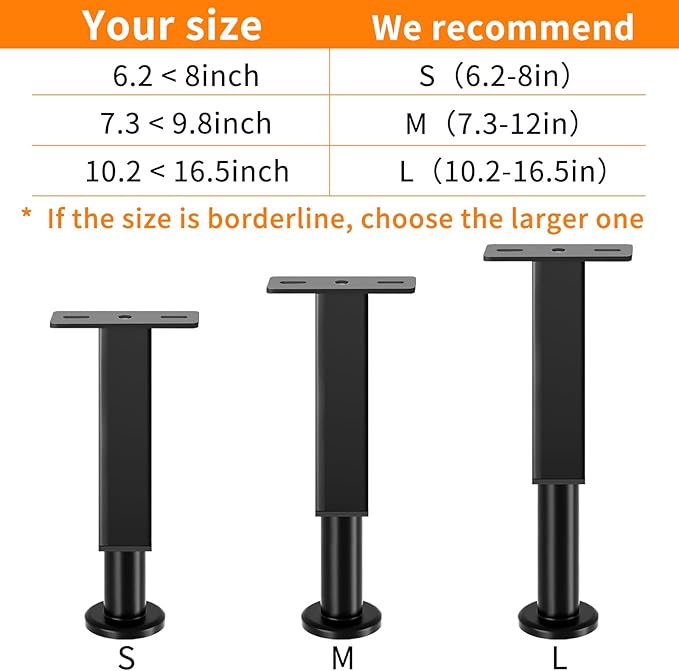 4PCS Adjustable Height Bed Support Legs, 7.3-12 In, Metal Heavy Furniture Legs - Image 7