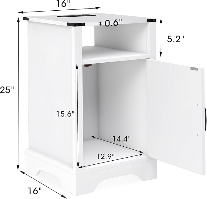 RoyalCraft Nightstand Set of 2, Tall Farmhouse Bedside Table - Image 2