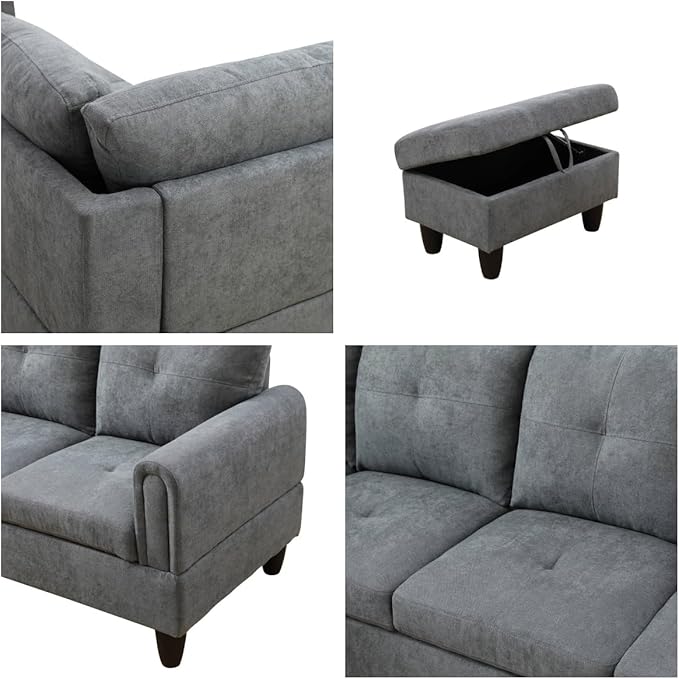 NAYSAYE Sectional Couch with Ottoman Storage, L Shaped Couch Sofa Furniture Sets - Image 5