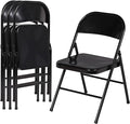 VECELO Metal Folding Chairs 4 Pack, Double Hinged Steel Frame Easy by VECELO