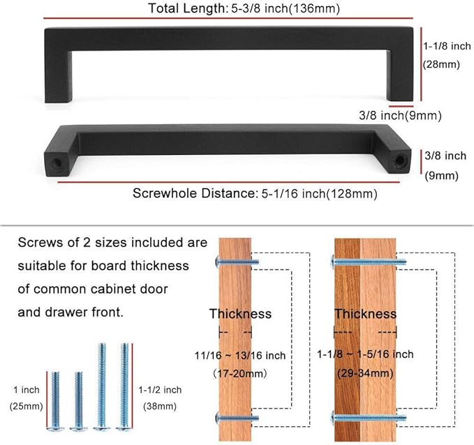 KOOFIZO Solid Square Bronze Kitchen Cabinet Handles Oil Rubbed Bronze Cabinet - Image 2