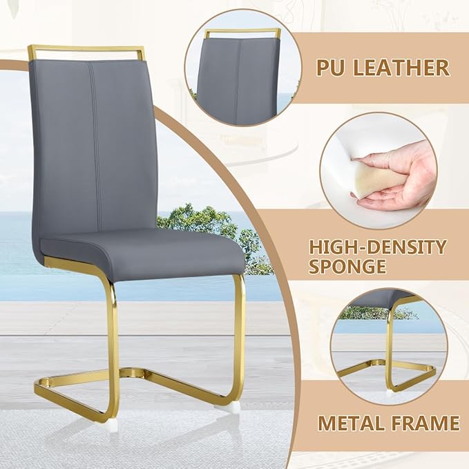Dining Chairs Set of 2, Faux Leather Dining Chairs - Image 5